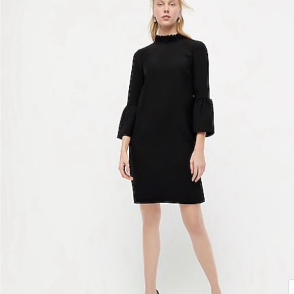 J. Crew Dresses & Skirts - J. Crew Ruffle Neck Shift Dress in 365 Crepe Black